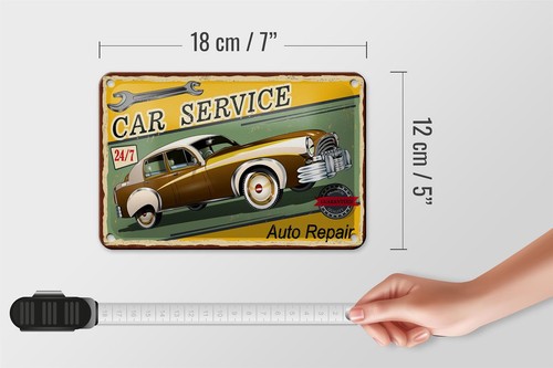 Blechschild Retro 18x12cm Car Service 24/7 Auto repair Dekoration - Picture 5 of 5