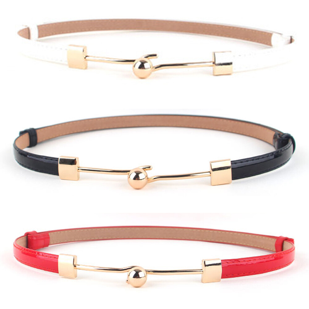 Elegant Women\'s PU Leather Belt with Gold Buckle, Adjustable Women Black Leather Belt Gold Buckle, Minimalist Slim Waist  main image 4