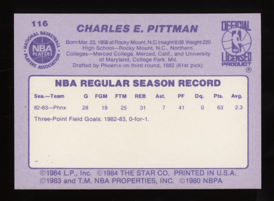 1983-84 Charles Pittman STAR Basketball #116 *NICE* Invest