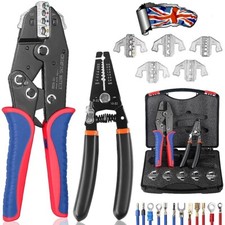 9" Ratchet Crimper Plier Cable Wire Electrical Crimp Tool Terminals Crimping Kit