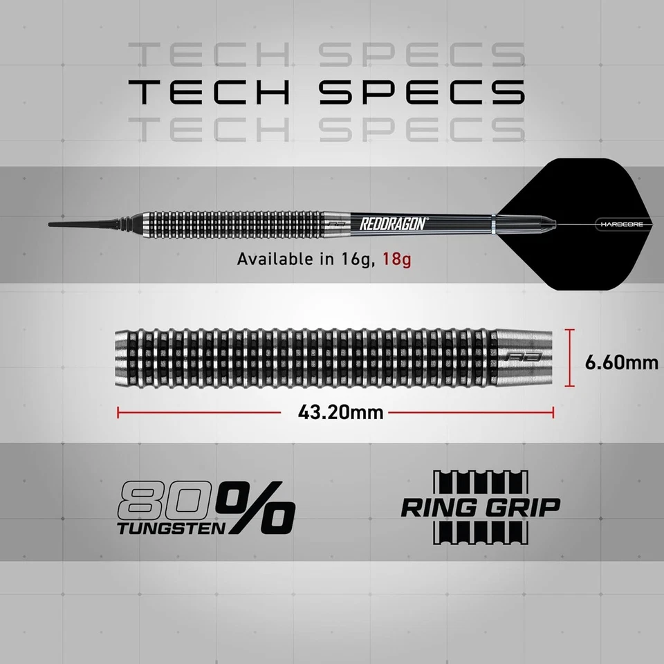 RED DRAGON Pegasus Tungsten Soft Tip Darts Set (Dartpfeile) - 18g or 20g - - Bild 4 von 4