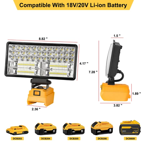 LED Work Light for Dewalt 20V Battery,90W Flood Light Torch for Workshop,Camping - Bild 5 von 12