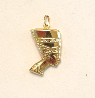 14K Gelbgold Nefrititi doppelseitiger Anhänger Milor Italien 2,3 Gramm
