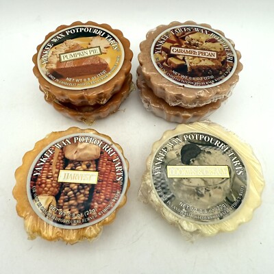 Yankee Candle Wax Tart Lot Of 6 Pumpkin Pie Harvest Cookies Cream Caramel Pecan