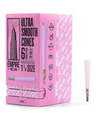 Empire Rolling Ultra Smooth 1 1/4 Size Pink Cones Box 24 Packs (6 Cones pack)