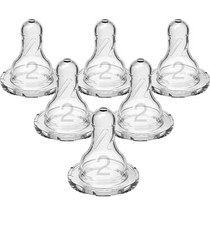 Dr. Brown  s Natural Flow Level 2 Narrow Baby Bottle Silicone Nipple 6 Count