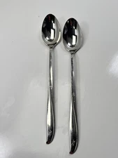 2 Pc Set Oneida Community Twin Star Stainless Flatware Iced Tea Spoons 7.5"
