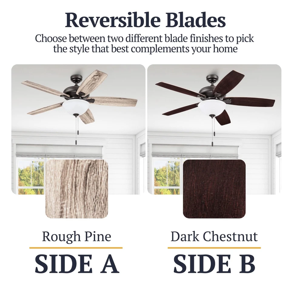 Cannes 52 Inch Traditional Indoor LED Ceiling Fan with Light Pull Chain Three... - Image 4 of 4