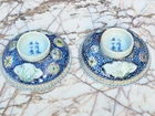 Chinese Antique Porcelain Bowl Covers Famille rose Blue c19th 6 character marks