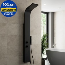 Thermostatic Bathroom Shower Tower Panel Column Body Jets Twin Head Matt Black