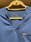 Figs Womens Top Size Medium Royal Blue Scrub Shirt One Pocket