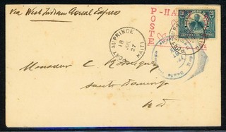 HAITI Early Aerophilately: LOT #9 1927 JUL WIAE PORT AU PRINCE STO DOMINGO $$$