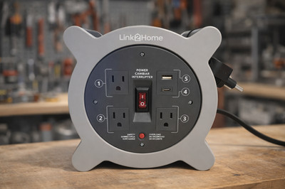 Link2Home 25ft. Cord Reel with 3 Outlets 2 USB-NEW