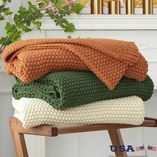 Soft Cozy Chunky Knit Blanket Decorative Throw Machine Washable Gift Idea New