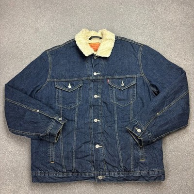 Levis Jeansjacke Erwachsene 2XL XXL Blau Sherpa Gefüttert Trucker Red Tab Utility Herren