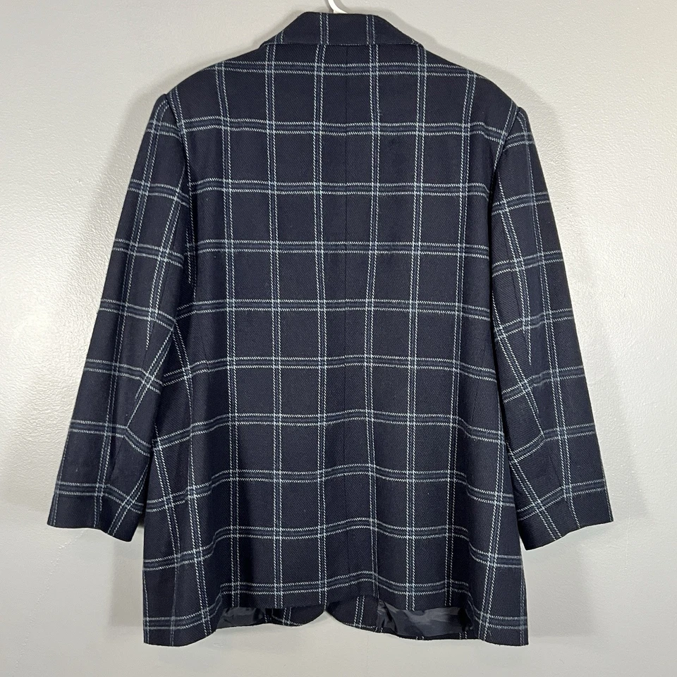 Blazer xadrez Lane Bryant plus size 20 azul marinho três botões mistura de lã - Imagem 4 de 4