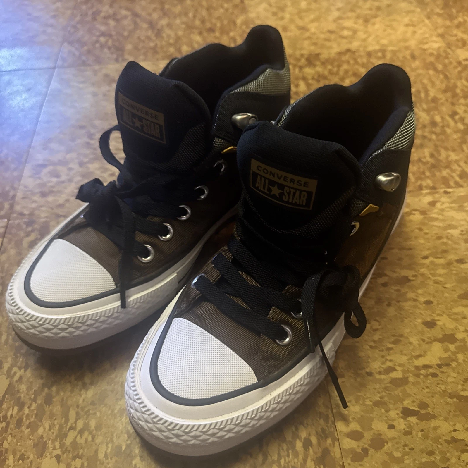 Converse Nylon Escursionismo Stivali Sneakers Marrone Tan Nero Bianco Donna 7 Imbottiti Rari