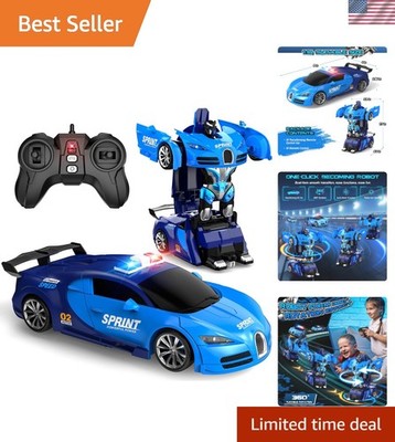 Easy-to-Use Remote Control Car with LED Lights & One-Click Robot Transformation