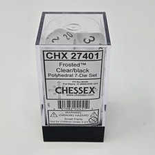 Chessex CHX 27401 Frosted Clear Black Polyhedral 7-Die Set DnD/RPG OOP