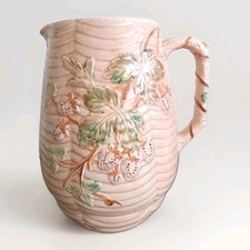 Arthur Wood BRAMBLE JUG / VASE Embellished Floral Relief Pattern 1950s VGC