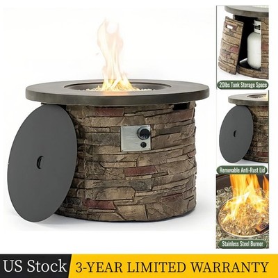 50000BTU 36'' Round Concrete Propane Gas Fire Pit Table Outdoor Garden Patio Deck