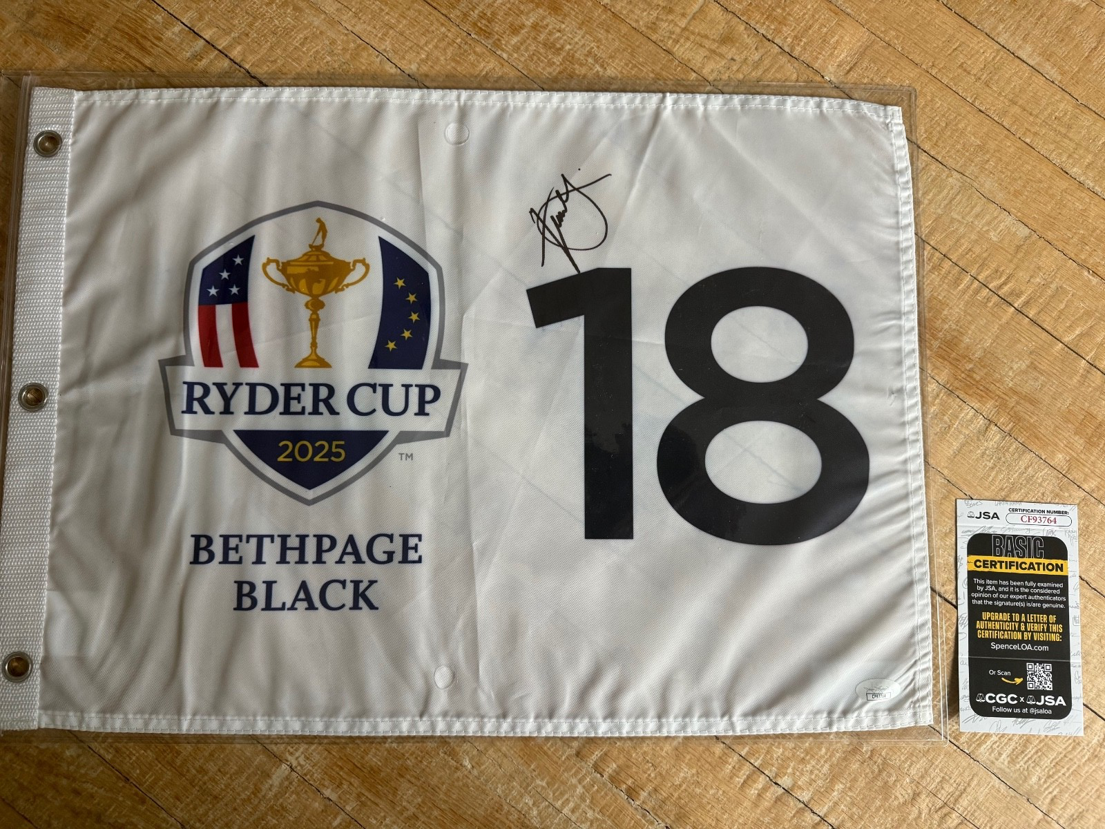 Xander Schauffele Autographed Signed 2025 RYDER CUP FLAG JSA COA Team USA 
