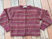 Vintage L.L. Bean 100 Pure Wool Button Maroon Cardigan Sweater Women  s Medium