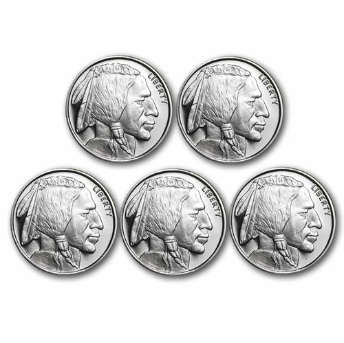 1/2 oz Silver Round - Buffalo - Lot of 5