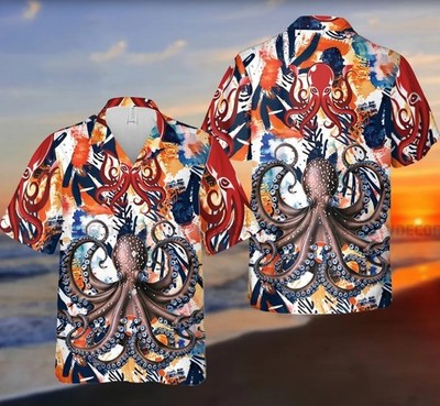 Colorfull Octopus Hawaiian Shirt, Octopus Lover Summer Shirt