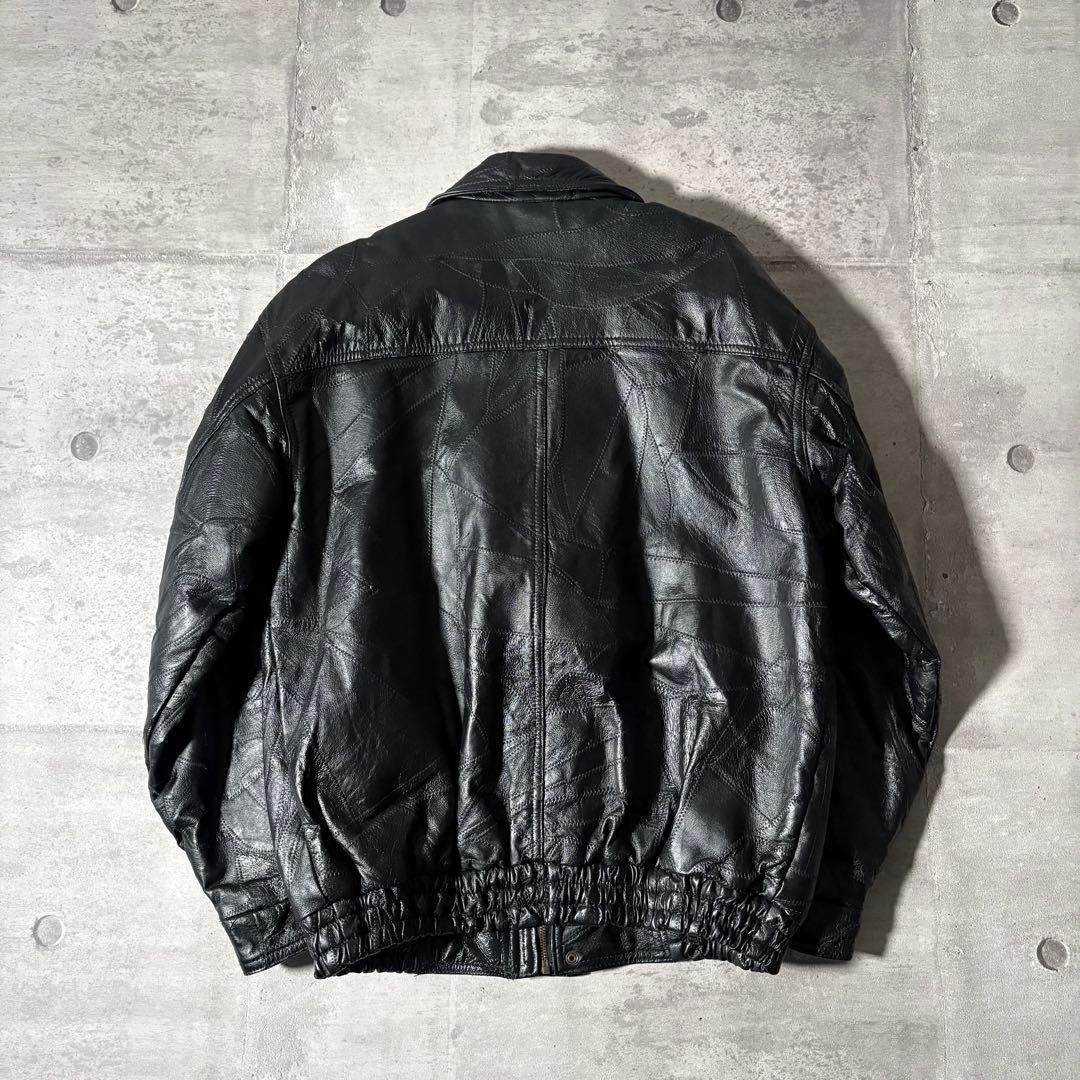 L Size Leather Jacket 00S Patchwork Flight Y2K - image 10