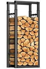 Robust Retractable Log Rack with 9 Sizes for Firewood Storage - Black Finish