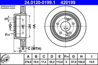 2X ATE Bremsscheibe 24.0120-0199.1 FüR Mercedes W124 S124 Klasse 124 Model 280