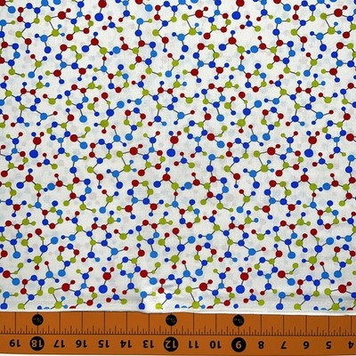 Science Fabric | Geek Chic Atom Molecule Toss White | Studio E YARD