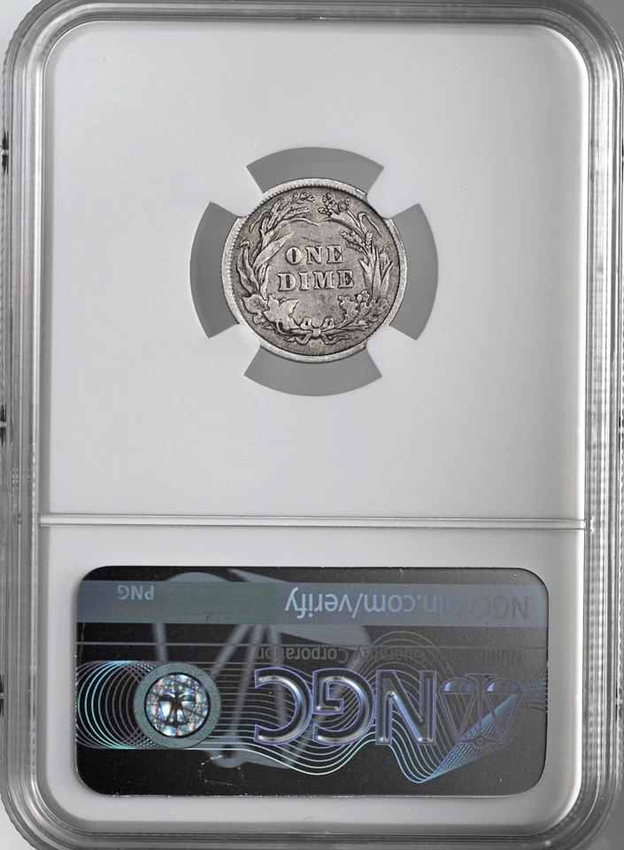 1894-P  10C BARBER SILVER DIME  NGC VG DETAILS "CLEANED"  #8404751-032 - Image 4 of 4