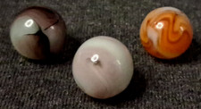 Vintage Alley Agate Set Of 3 Swirl Marbles 5/8" All Mint Condition 526032