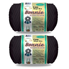 Pepperell Bonnie Braid Macrame Cord  4mm x 100yd  Value 2-Pack  4mm, Black