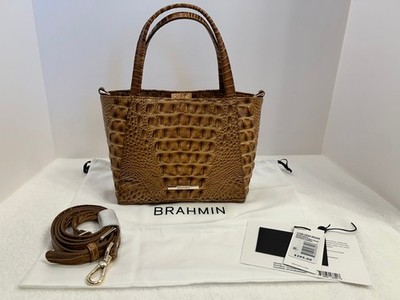 Brahmin Small Mona Tote in Cinnamon Alden Road Croc-Embossed Leather