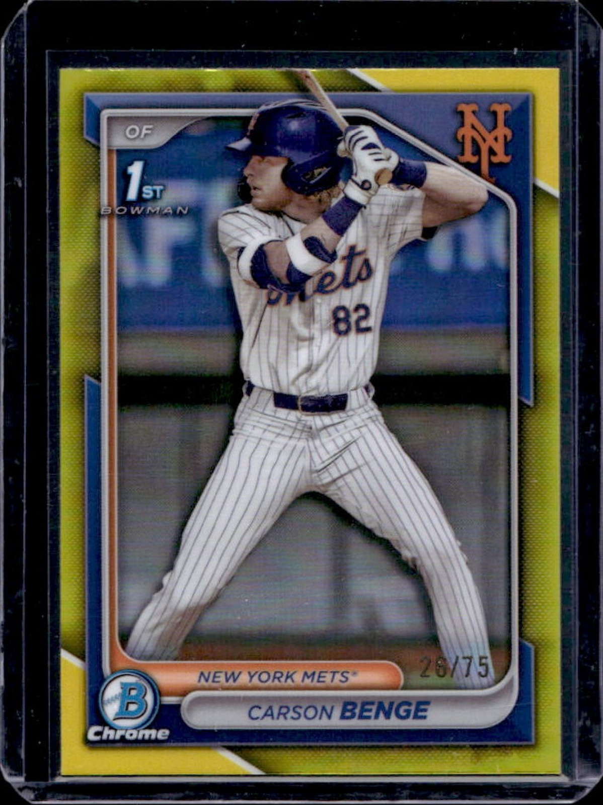 2024 Bowman Draft Carson Benge Chrome Yellow Refractor 1st Prospect #/75 Mets