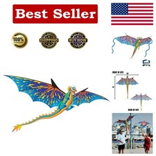 High-Performance 3D Dragon Kite - 76" Blue Nylon Wonder for Outdoor Adventures