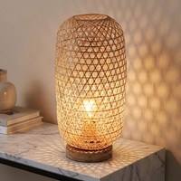 Tischleuchte Beistellleuchte Bodenlampe Bambus Korbgeflecht Natur Boho 1X E27