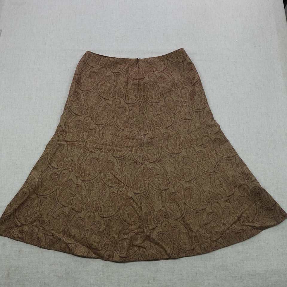 Talbots Skirt Womens 12 Brown Paisley Midi Wool Lined Career Work Dressy Classic - Image 2 of 4