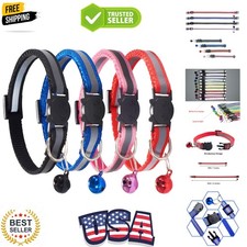 4 Pcs Cat Collars with Bell, Breakaway Reflective, Nylon, 4 Colors, 7-12 In...