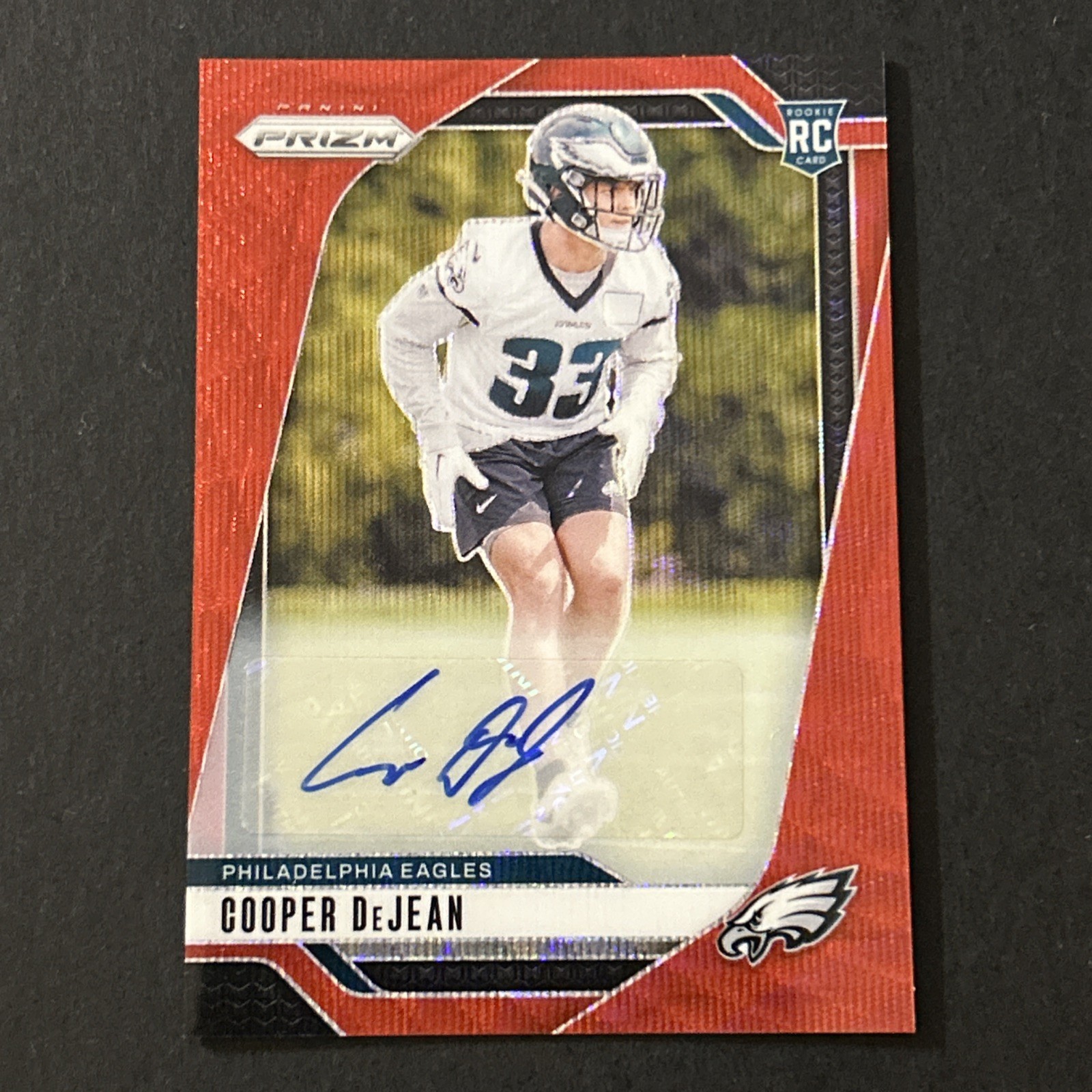 COOPER DEJEAN 2024 Panini Prizm Red Wave Auto Rookie RC 35/149 Eagles