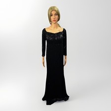 Fashion Nova Got Class Black Sequin Maxi Dress M NWT 3/4 Sleeve