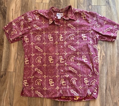 Reyn Spooner USC Trojans 2XL Button Down Shirt Red Hawaiian Tommy Head