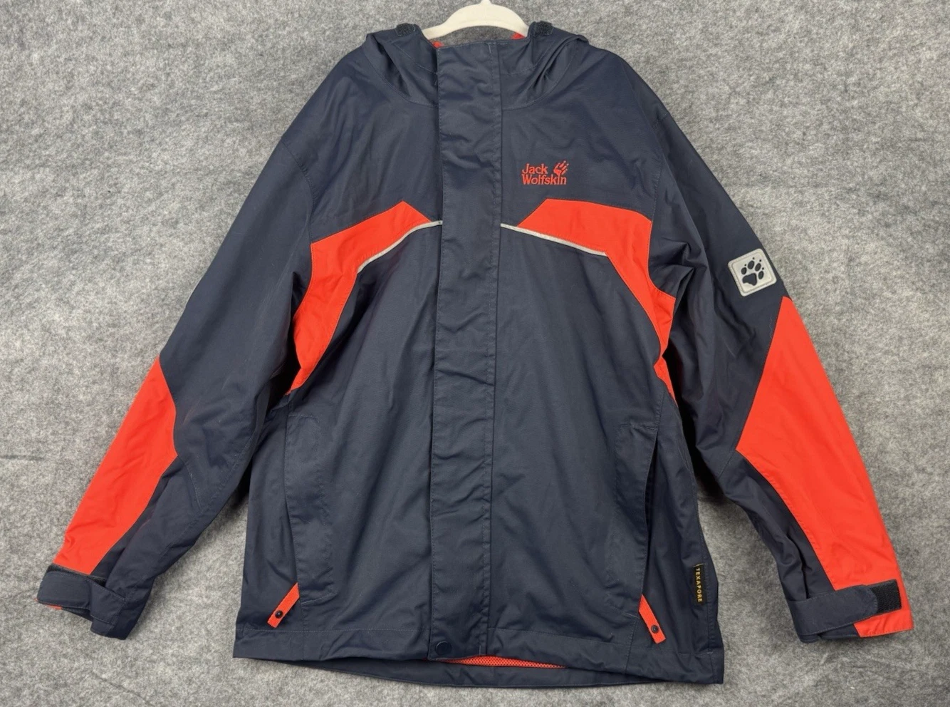 Jack Wolfskin Boys Rain Jacket Hooded Kids Texapore Blue Orange 7/8 7 8 128 cm