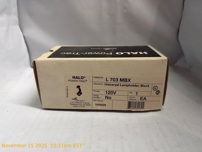 Halo Track Lighting L703MBX 300W R40, 75W PAR30 Universal Lampholder, Black