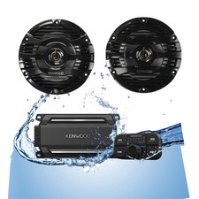 KENWOOD KAC-M5024BT Amp 2x KFC-1653MRB 6.5" Marine Speakers Bundle