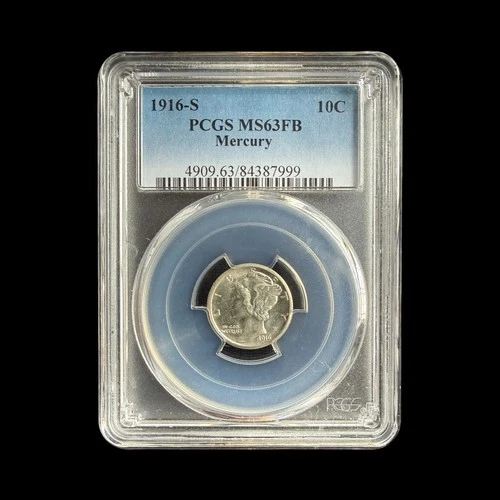1916-S Mercury Silver Dime 10C - PCGS MS63 FB - 0363
