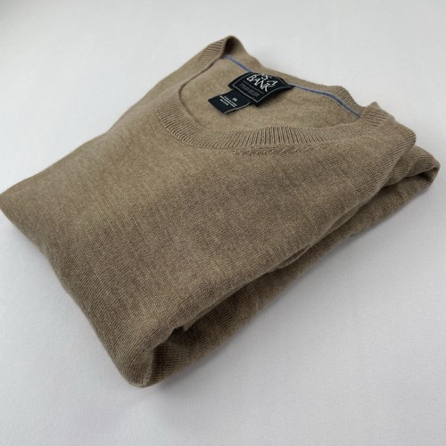 Jos A Bank Traveler Merino Wool 2XL Crewneck Sweater Tan Brown Soft 100% Merino - Picture 8 of 8